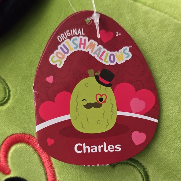 Squishmallows Official 14 inch Charles the Pickle With Mustache & Red Monocle - Picture 2 of 8